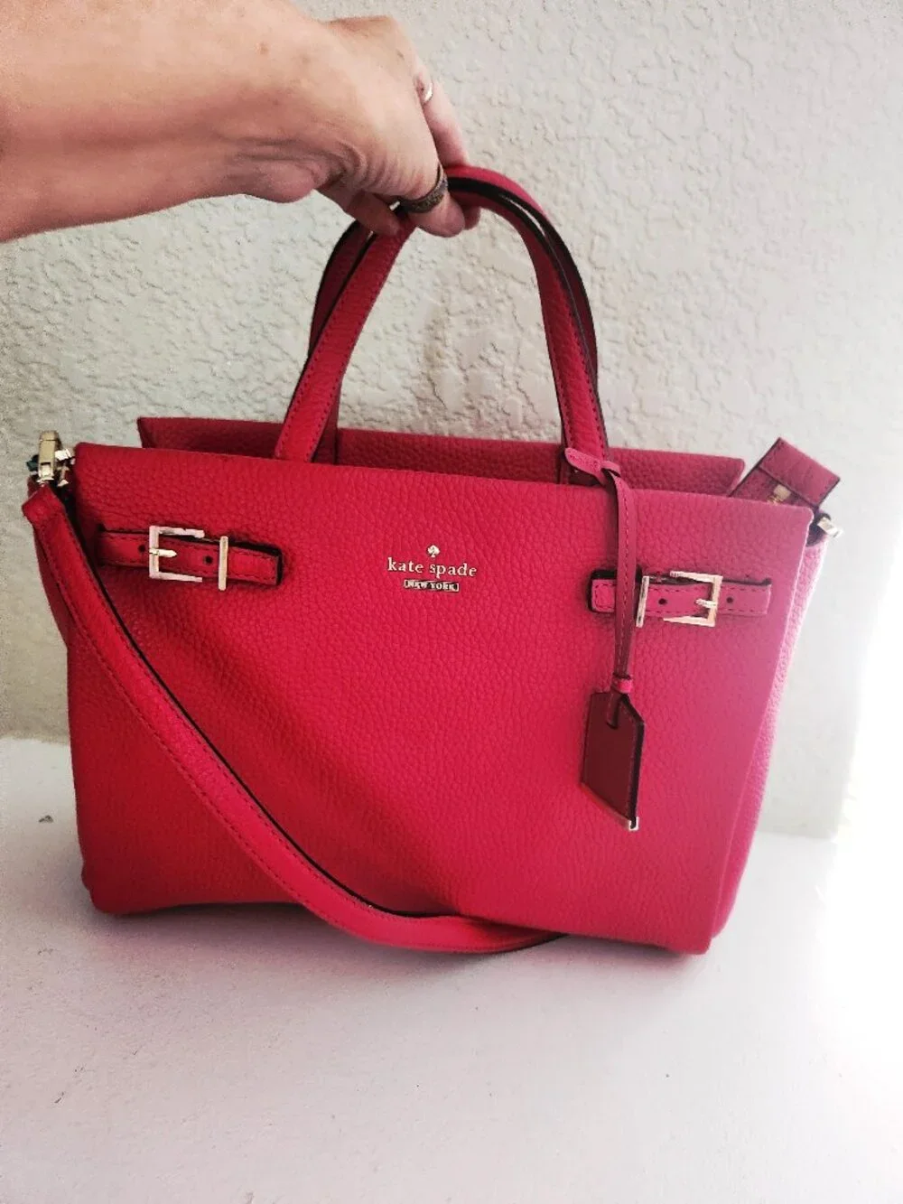 Euc Kate Spade NY Dark Pink Leather Shoulder Bag Purse
